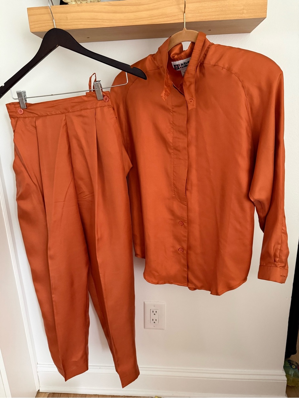 Richard Malcolm Classic Women's Two-Piece Silk Set in Burnt Orange
